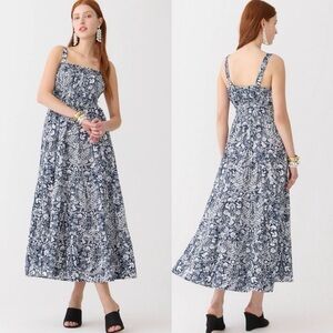 J. Crew Sevilla Mermaid Floral Tiered Cotton Dress Size XL